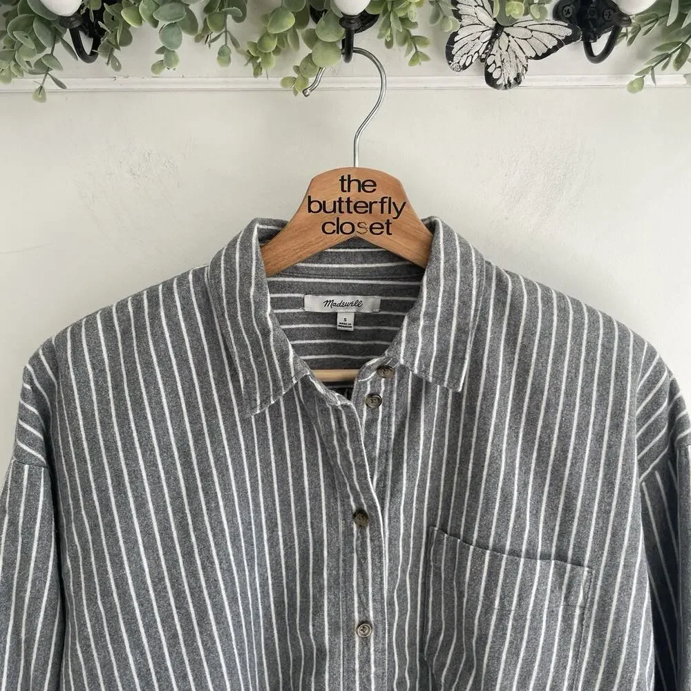 Madewell flannel ex boyfriend brushed cotton button down Shirt Sz S hh5056 - Picture 3 of 5